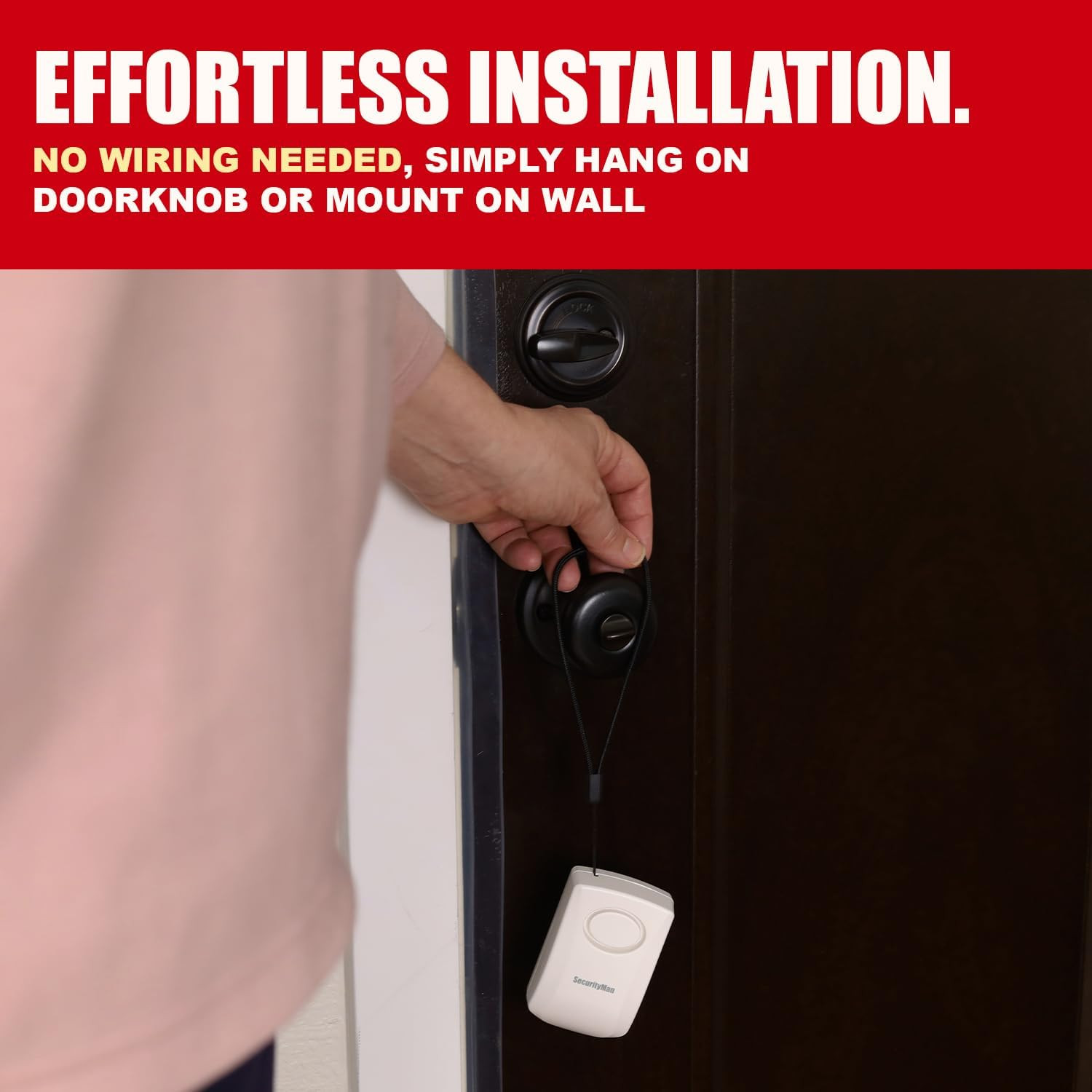 Door Handle Alarm with 130Db Vibration Triggered Portable Door Alarms When Opene