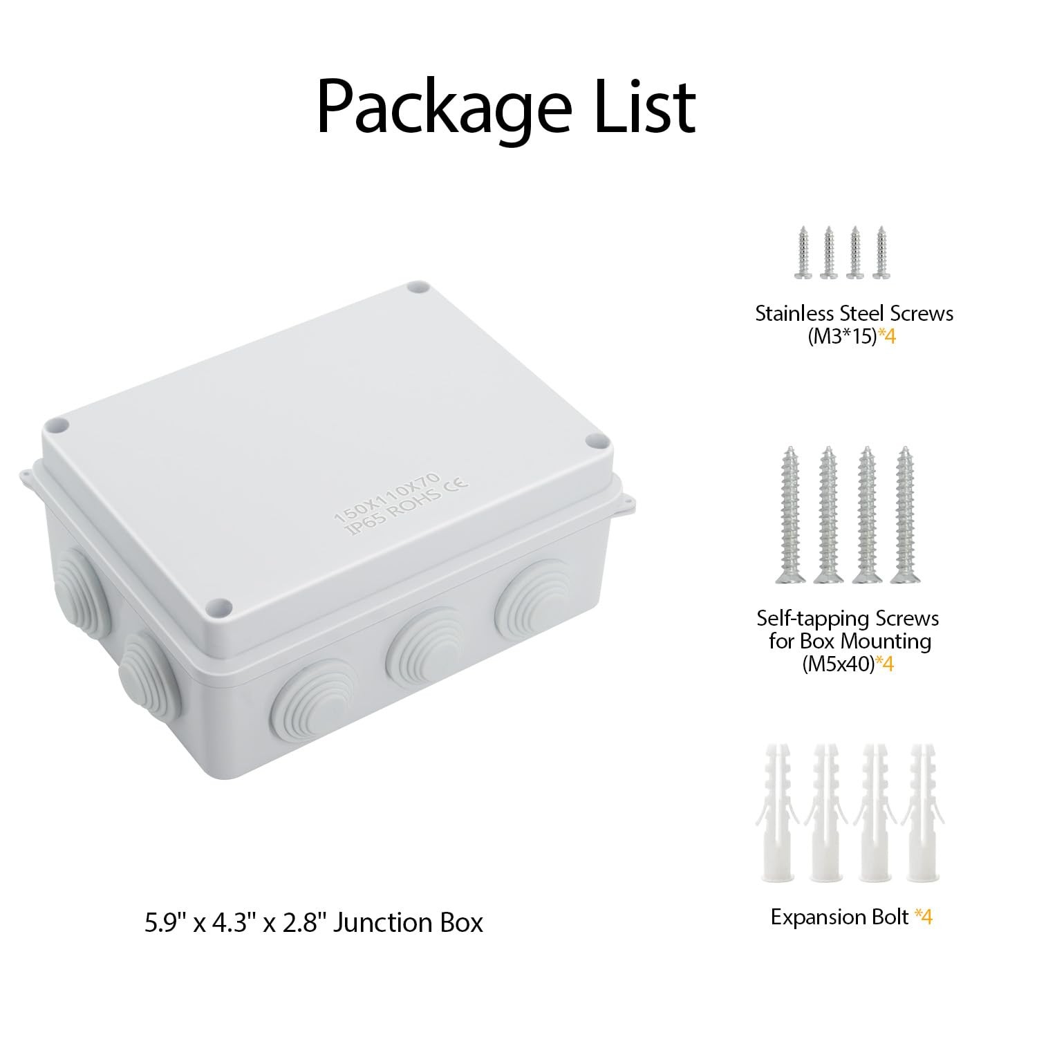 LeMotech ABS Plastic Dustproof Waterproof 5.9″ x 4.3″ x 2.8″ (1pc), White