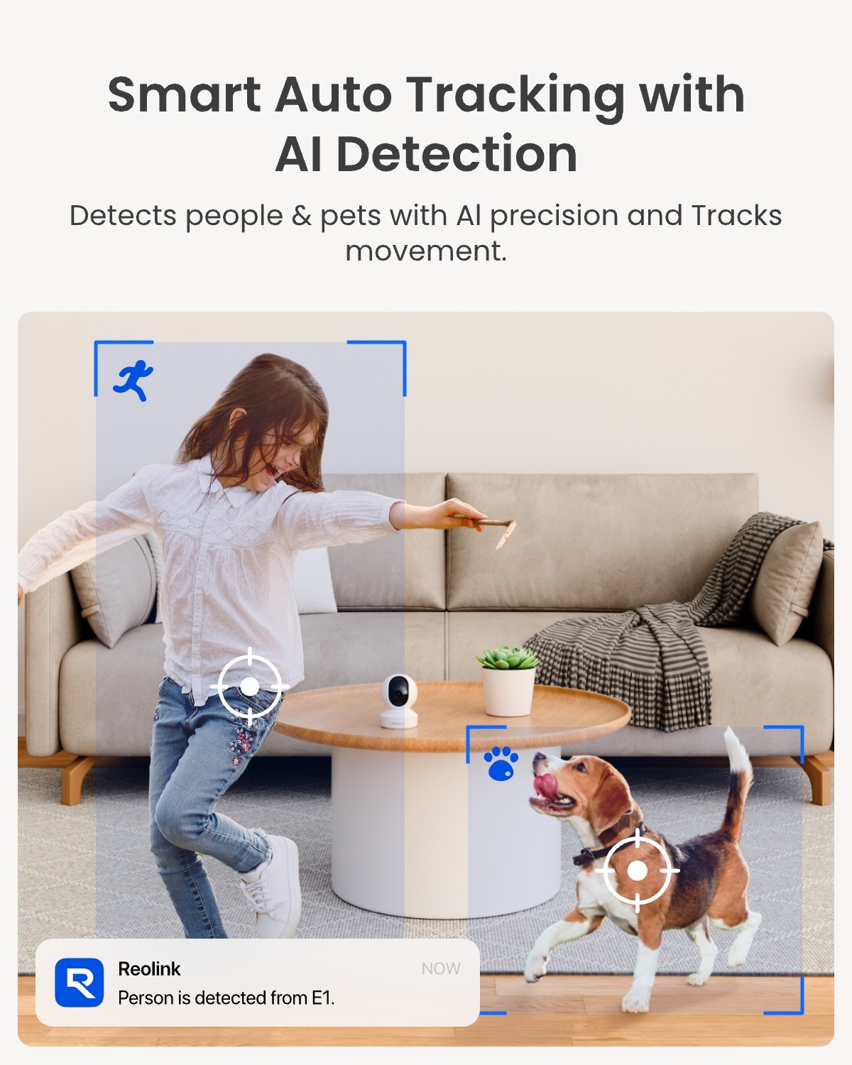 Reolink E1 4MP 360° Coverage PT WiFi Indoor Security Camera with Home Hub Mini