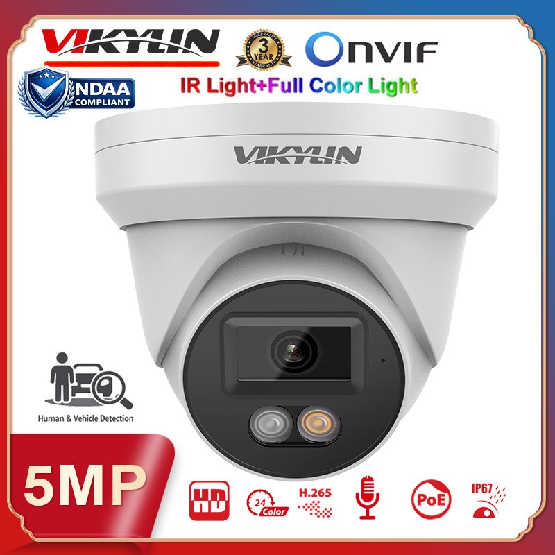 Vikylin 8ch CCTV System 5MP Camera Full Color IR Audio Outdoor 4k 8 POE NVR Lot