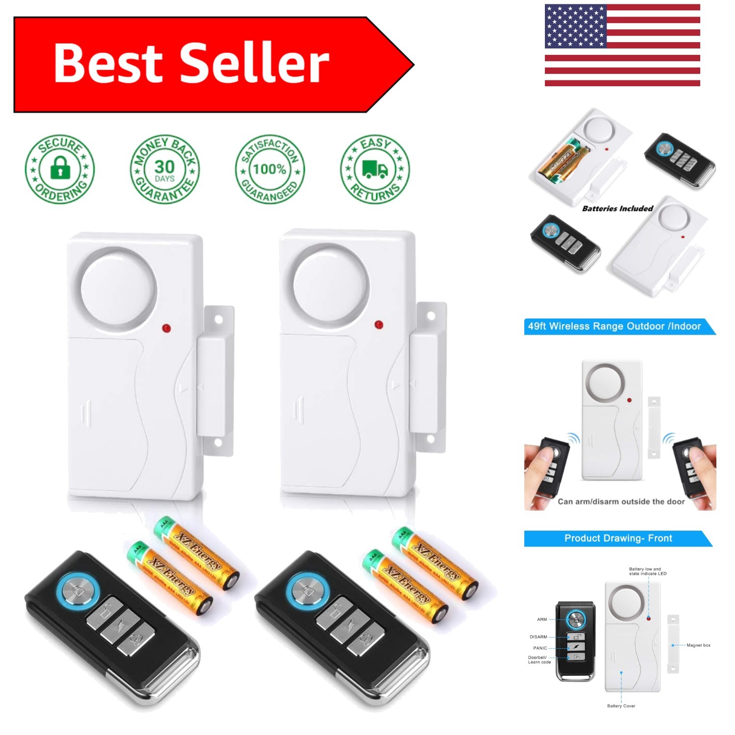 105 dB Loud Wireless Door Alarm with Remote Control – Ideal for Kids’ Safety