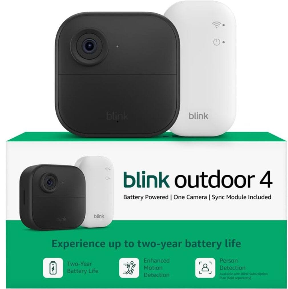 Blink Outdoor 4 Wireless smart security camera, two-year battery life, 1080…