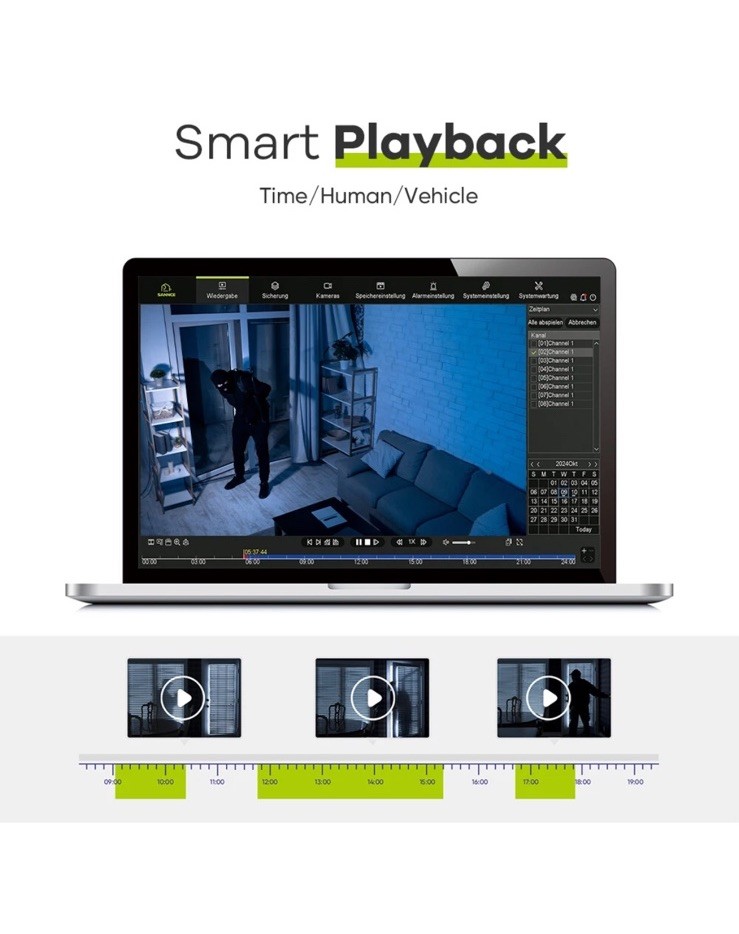 SANNCE 5MP POE Audio Recording Security Camera System 8CH NVR AI Human Detection