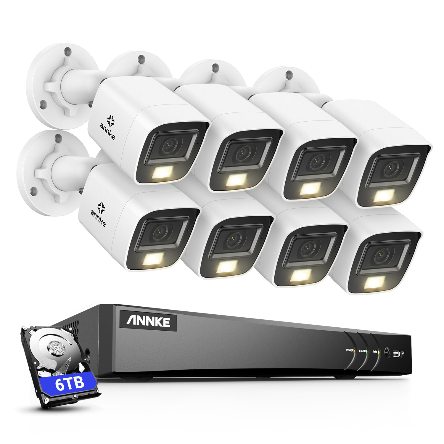 ANNKE 4K Video CCTV Security Camera System 8CH DVR Outdoor AI Color Night H.265+