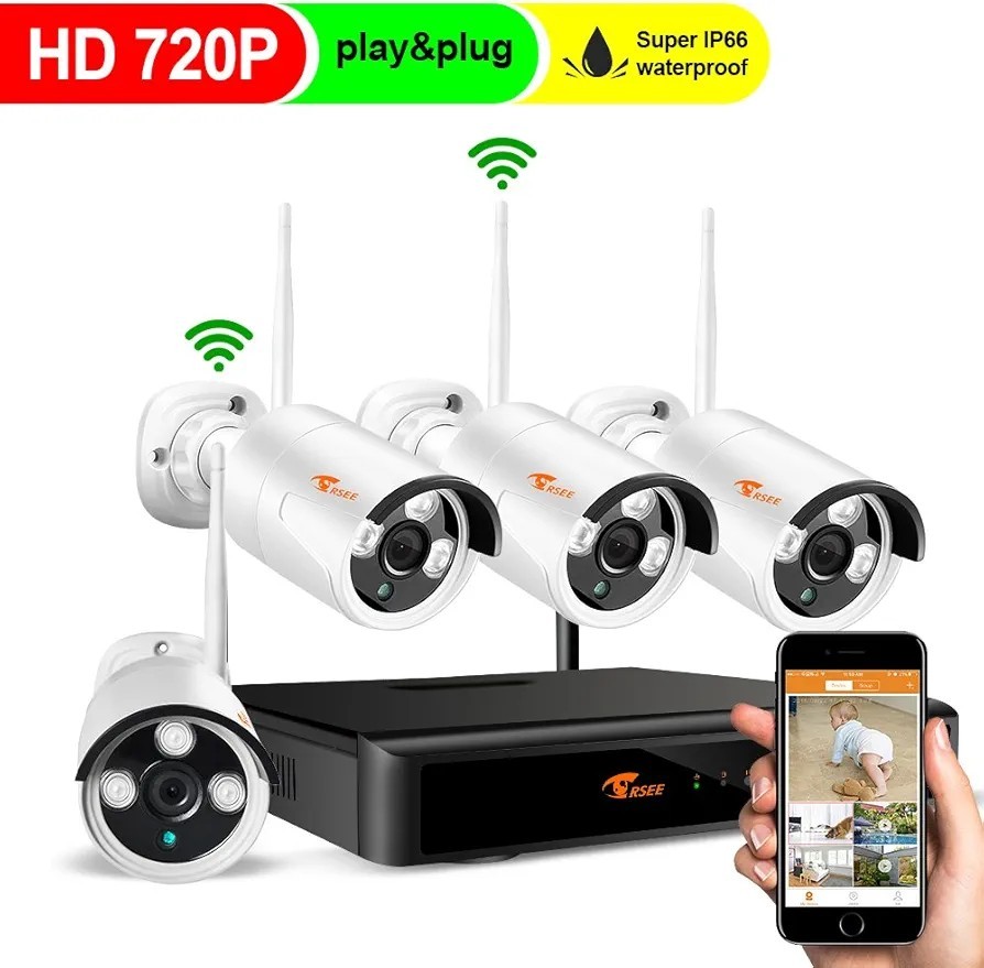 Corssee Wireless 4CH Wi-Fi DVR 1080p Surveillance System