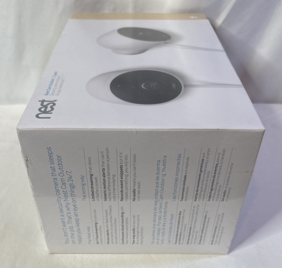 NEST Cam Outdoor Smart Security Camera (2-Pack) NC2400ES – Sealed NEW
