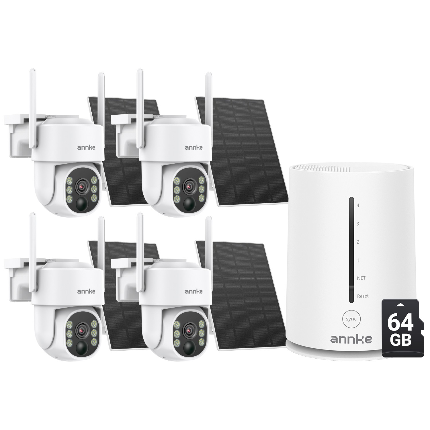 ANNKE 4MP Wireless Solar Powered Security Camera System PT AI Color Night w/64GB