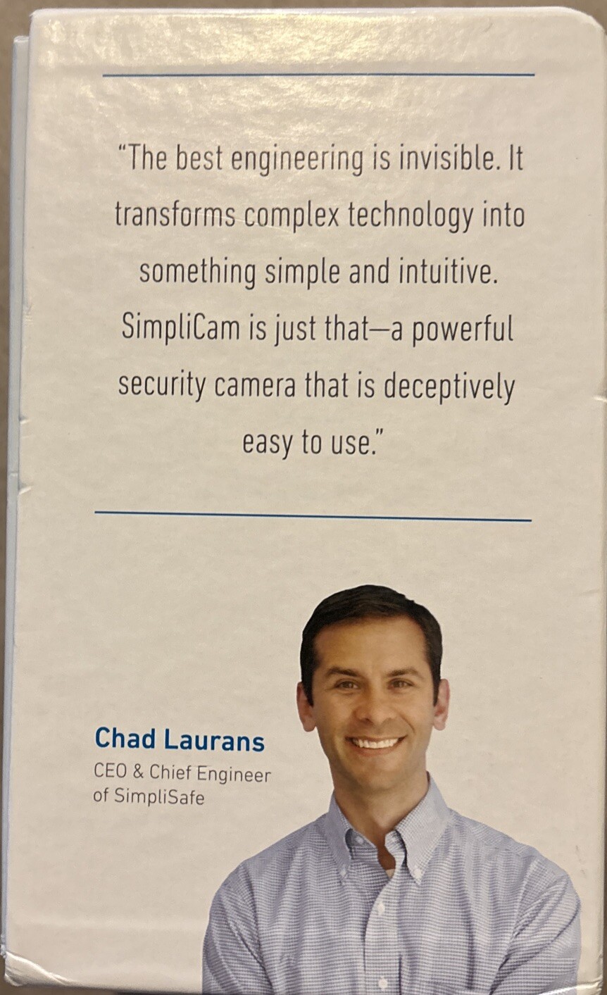 SimpliSafe Simplicam Indoor Security HD Camera Model SSCM1 24/7 Security WiFi