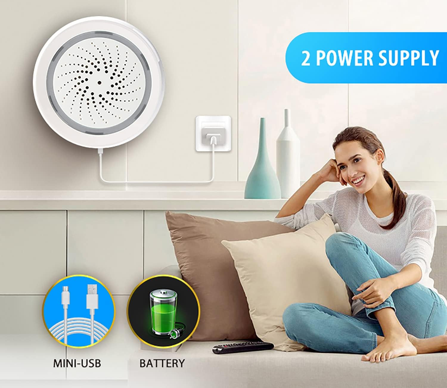 Smart Wi-Fi Siren Alarm: Wireless Alarm for Home Security, Burglar Alarm with So