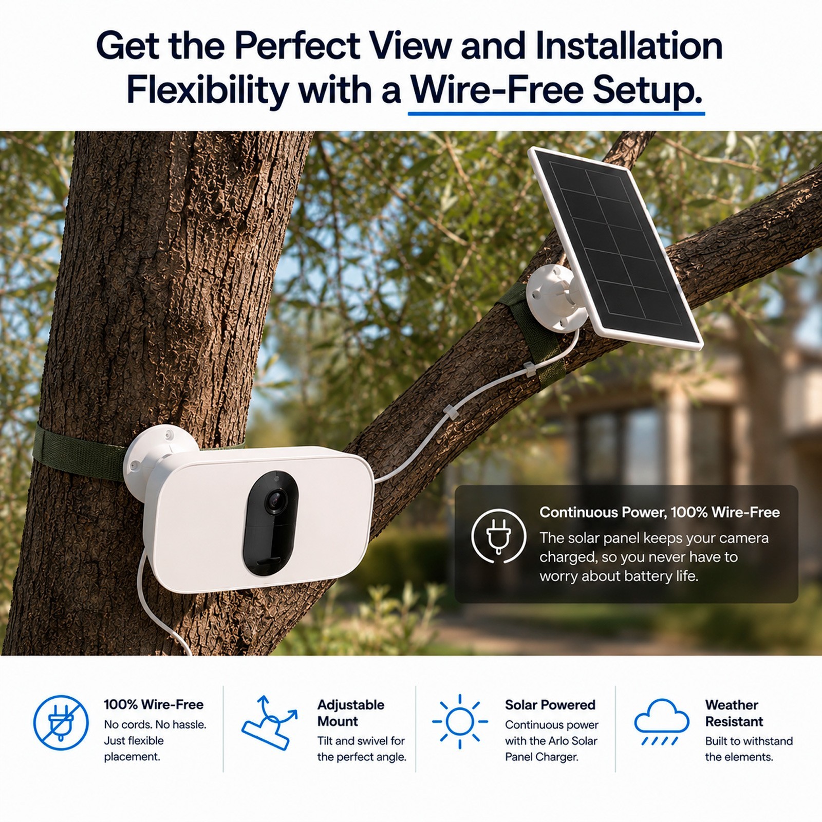 Arlo Pro 3 Floodlight Security Camera + Solar Panel Charger White Bundle