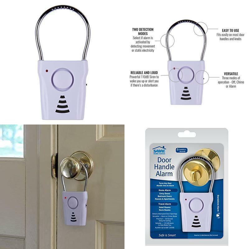 SABRE Door Handle Alarm –110dB Home Security – Audible up to 600 Feet SA81144