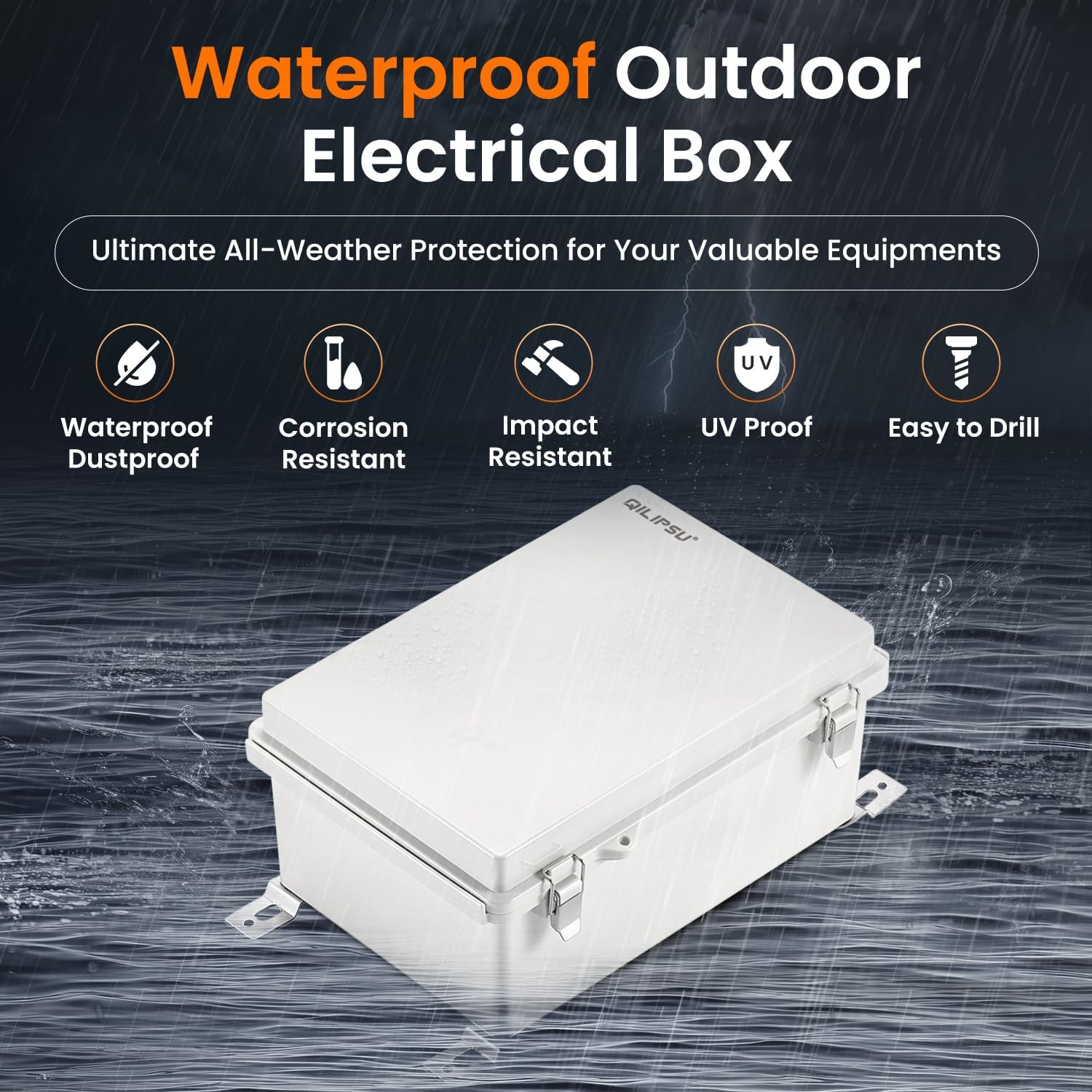 QILIPSU Waterproof Junction Box IP67 Outdoor 8.6″x6.7″x4.3″, Grey Cover
