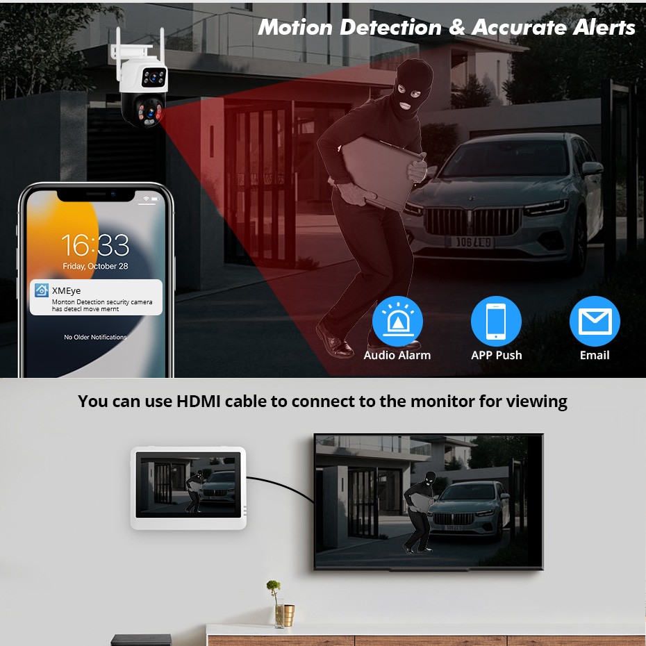 WiFi Wireless Camera Security Package H.265+ 7 Inch Screen NVR Mobile Access Kit