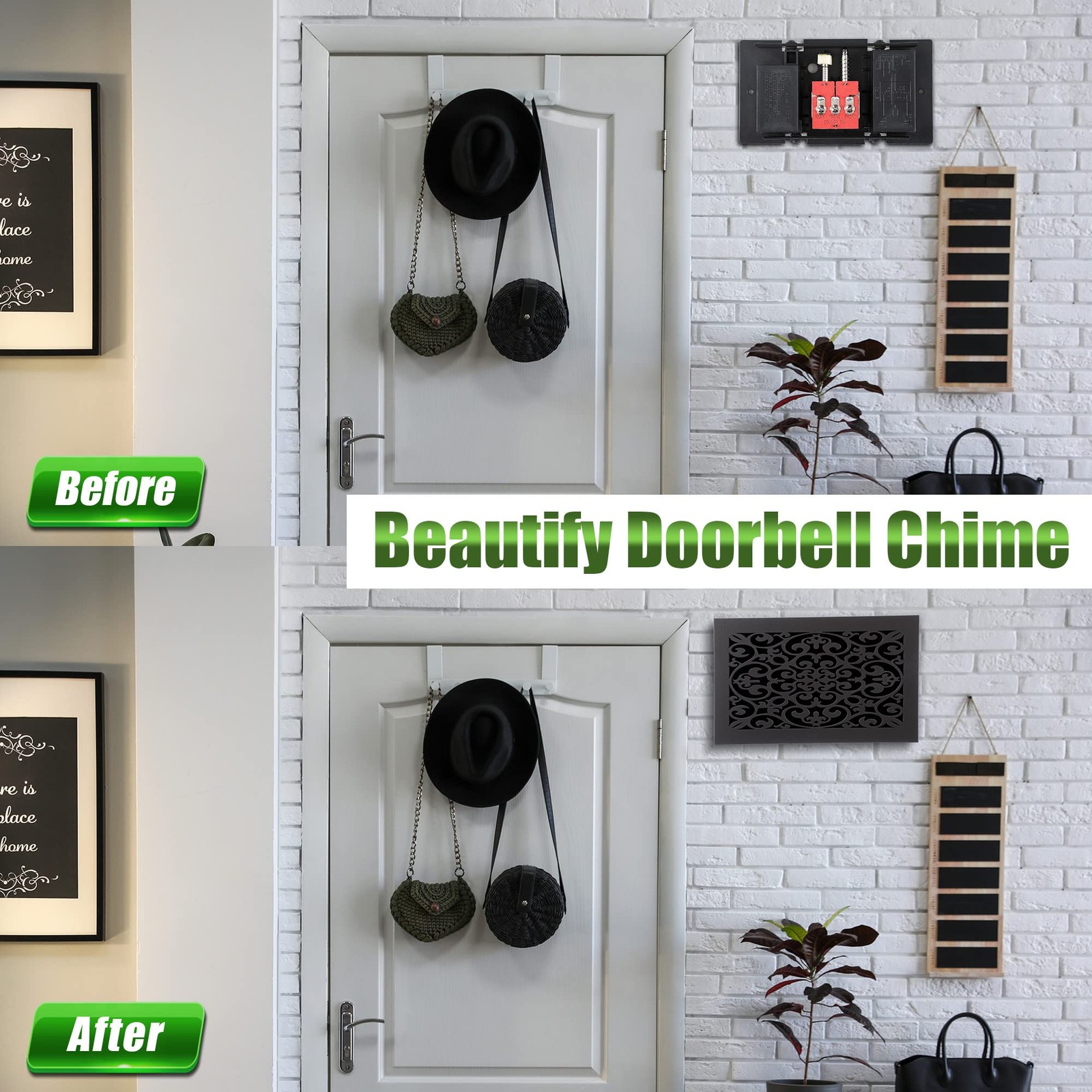 Saillong Doorbell Chime Cover Box Only, Wooden Classic, Dark Gray