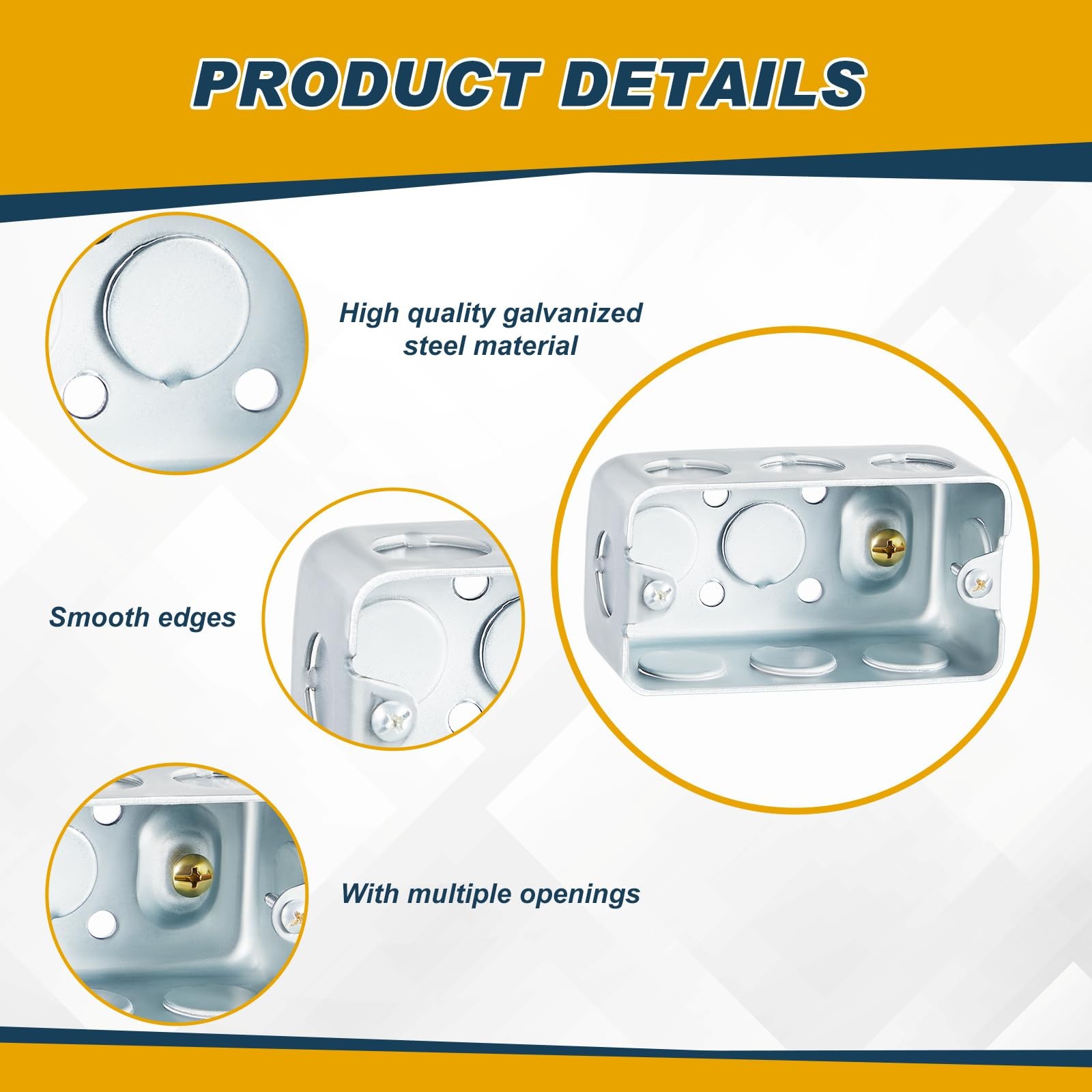 Copkim 8 Pcs 4 x 2 Inch Metal Electrical Box 4 x 2 x 1-7/8 Inch, Square