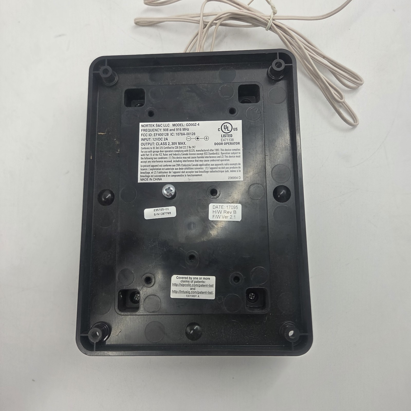 Linear NORTEK S&C Z-Wave Garage Door Opener Remote Controller Operator GD00Z-4