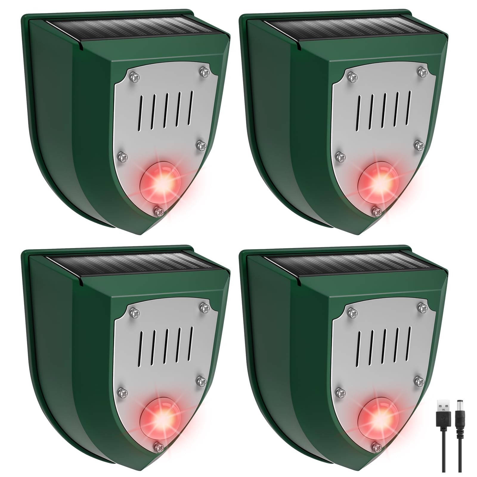 4-Pack Solar Motion Sensor Alarm with Sound and Ultrasonic, Ultrasonic Motion…