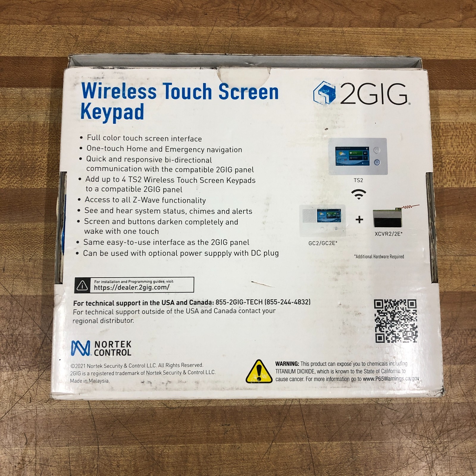 Wireless Touch Screen Remote Keypad 2GIG-TS2-E