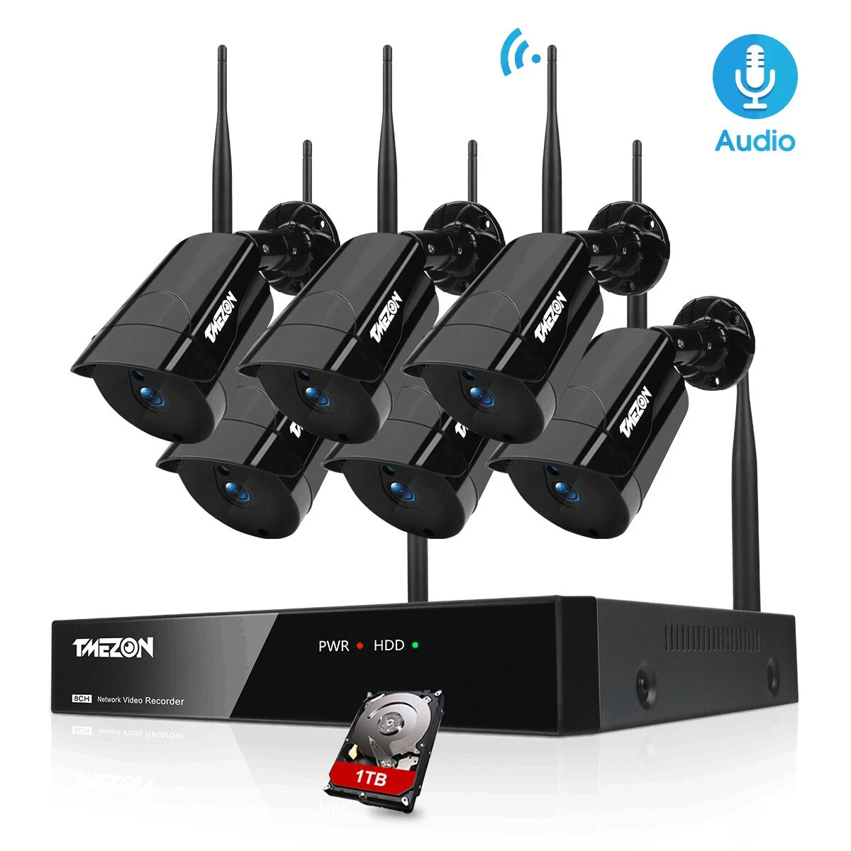 3MP Wireless Home IP Camera System Audio Home Outdoor CCTV 8CH WIFI NVR Kit