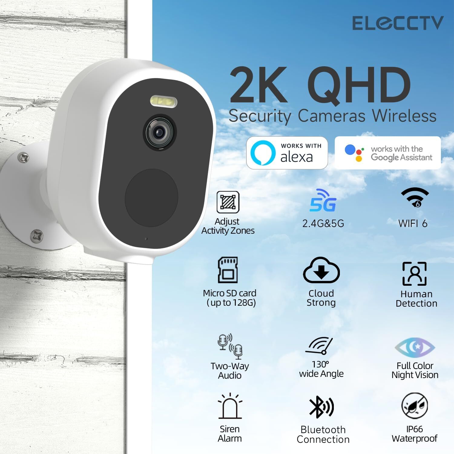Security Cameras Wireless Outdoor, tuya 5g Security Camera, 2K HD Home Security