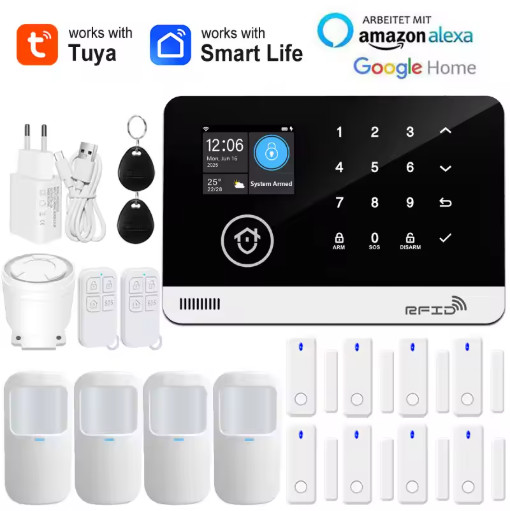 Tuya Smart WiFi GSM Security Alarm System RFID Touch Keyboard App Control
