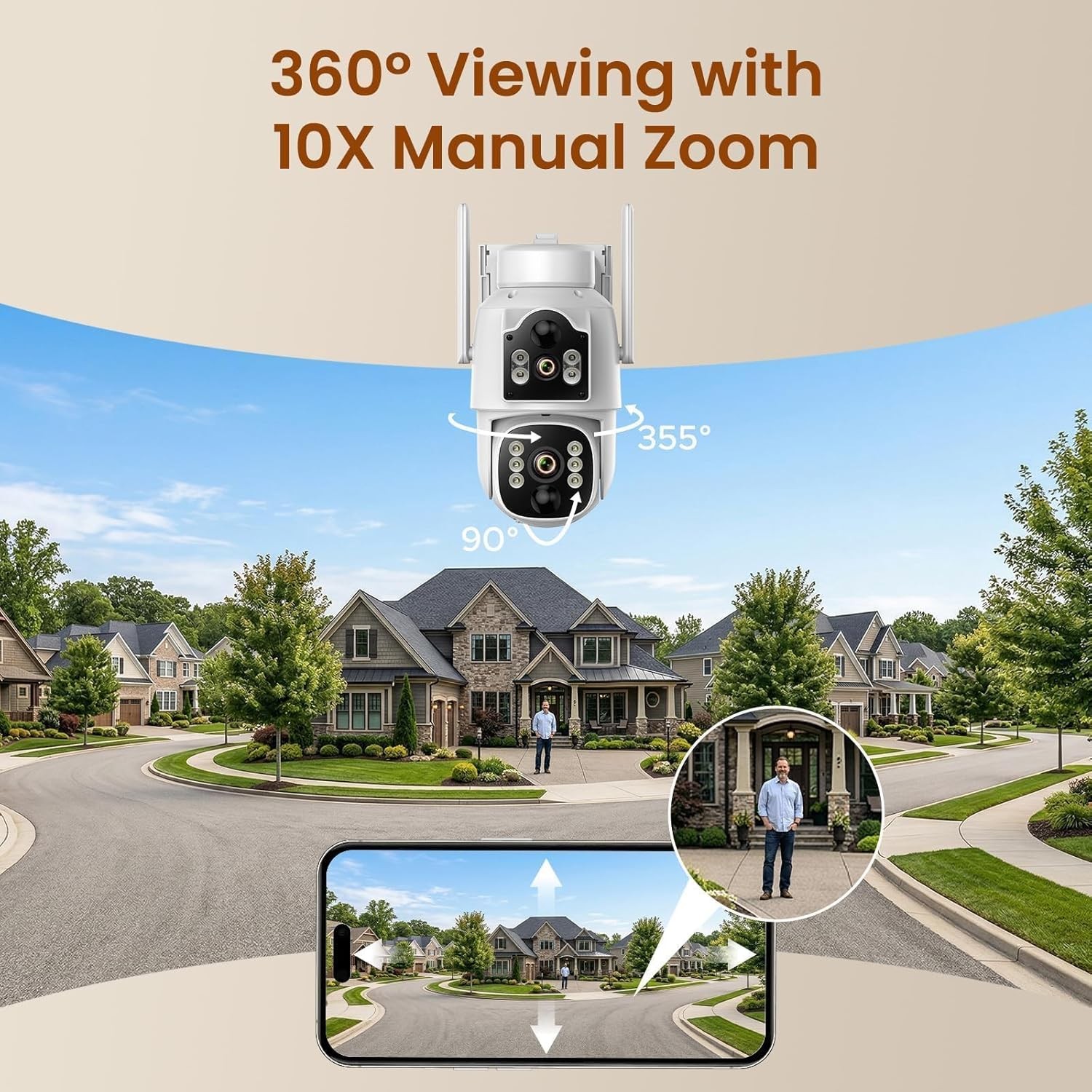 4G LTE Wireless Security Camera Solar Dual Lens 360° PTZ 2K Outdoor No WiFi Need
