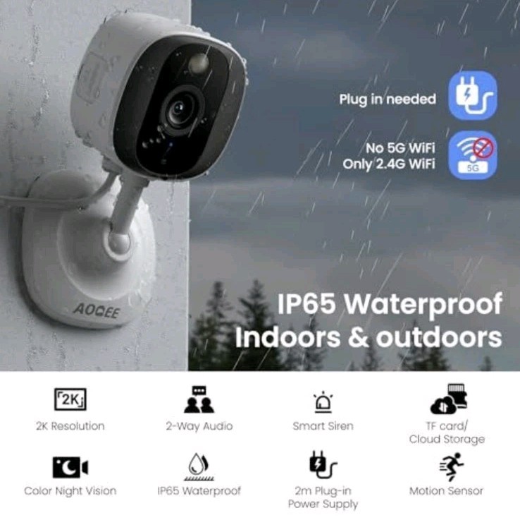 2K Cameras for Home Security-Outdoor/Indoor Camera for C1-White-4pack-2.4G