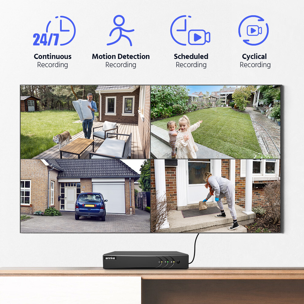 ANNKE 8CH 3K Lite DVR 1080P Wired Security Camera System Human Vehicle Detection
