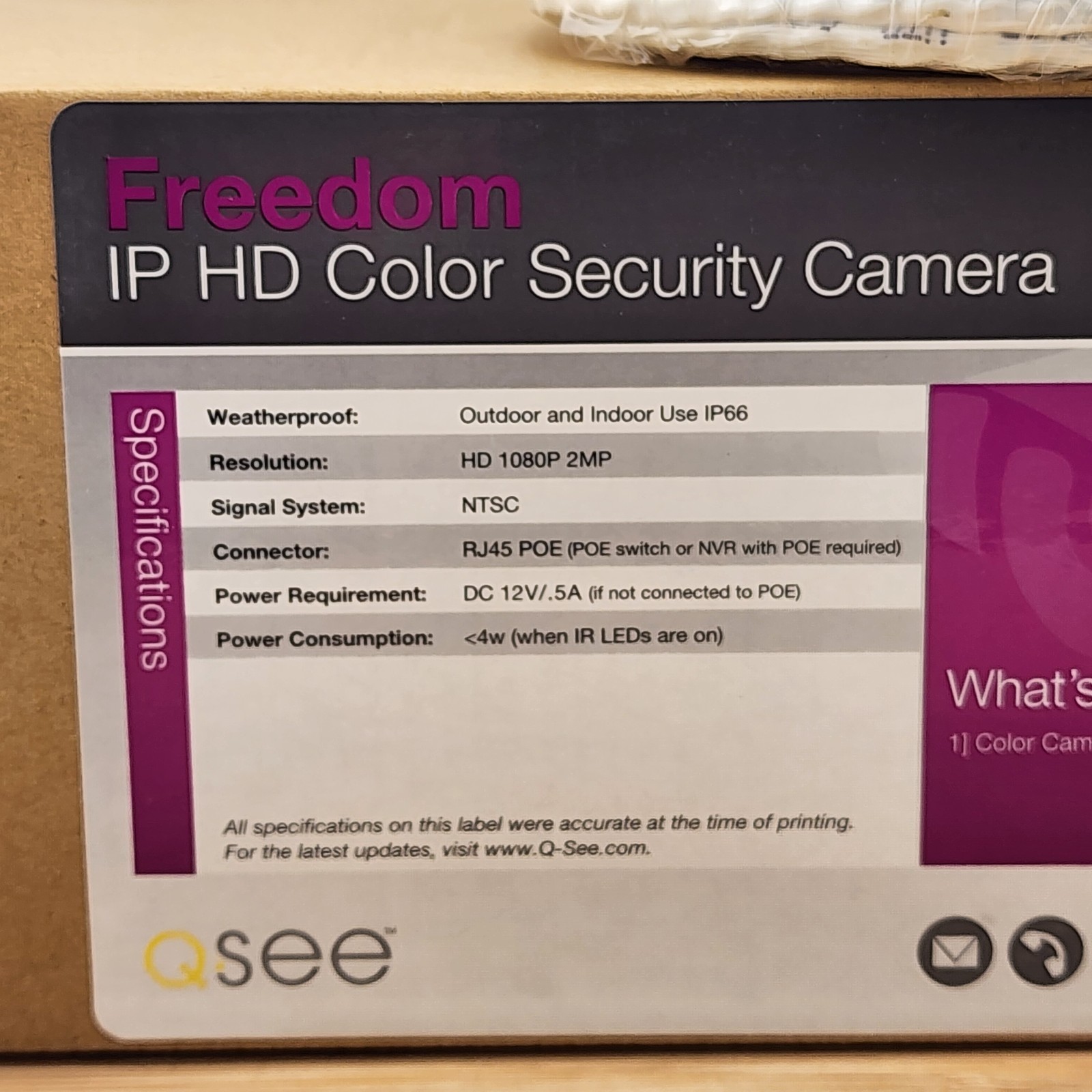 Q-See Freedom IP HD Color Security Camera, QCN8012B, HD 1080P 2MP Indoor/Outdoor