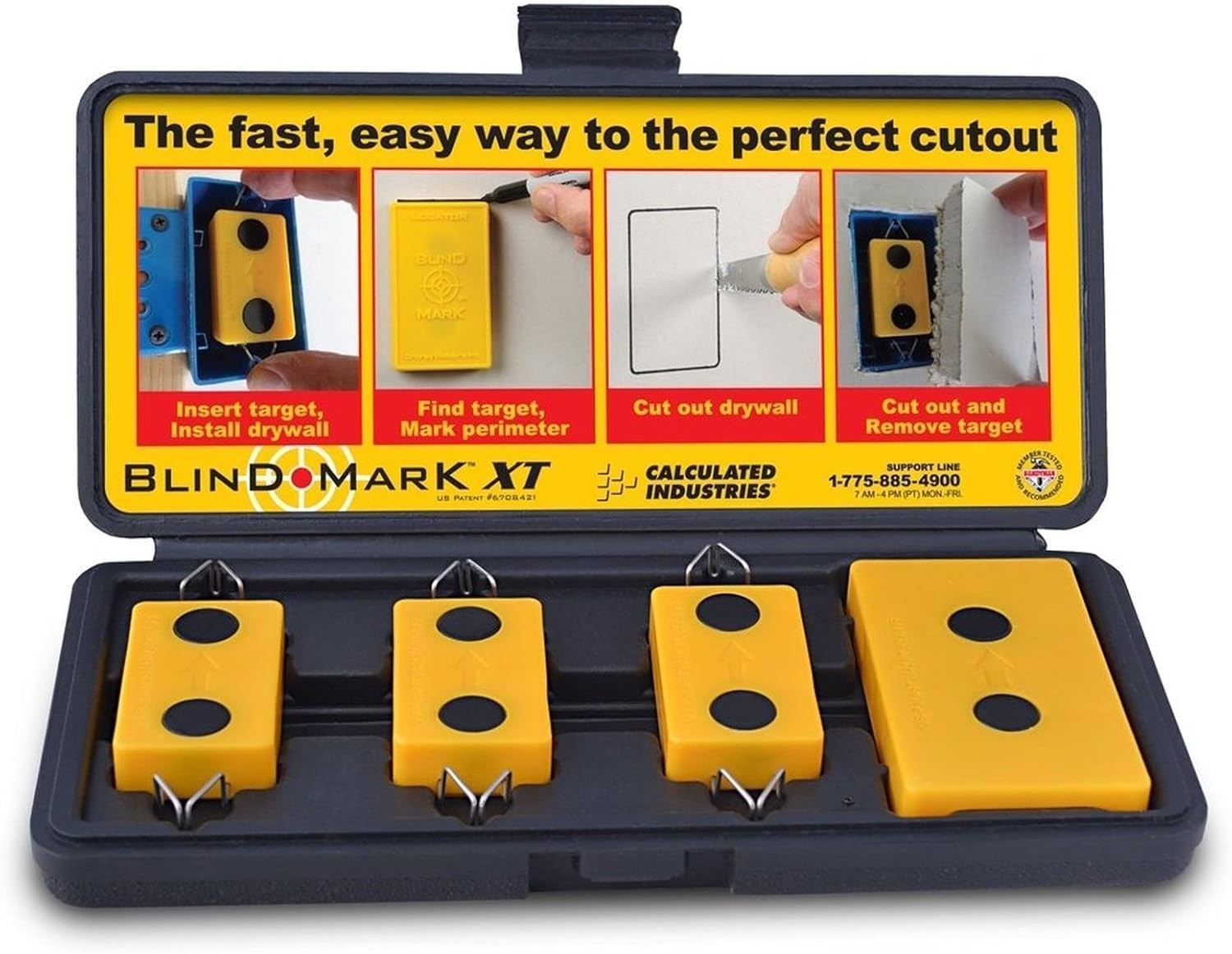 Calculated Industries 8105 Blind Mark Drywall Electrical Box 3 Targets + Case