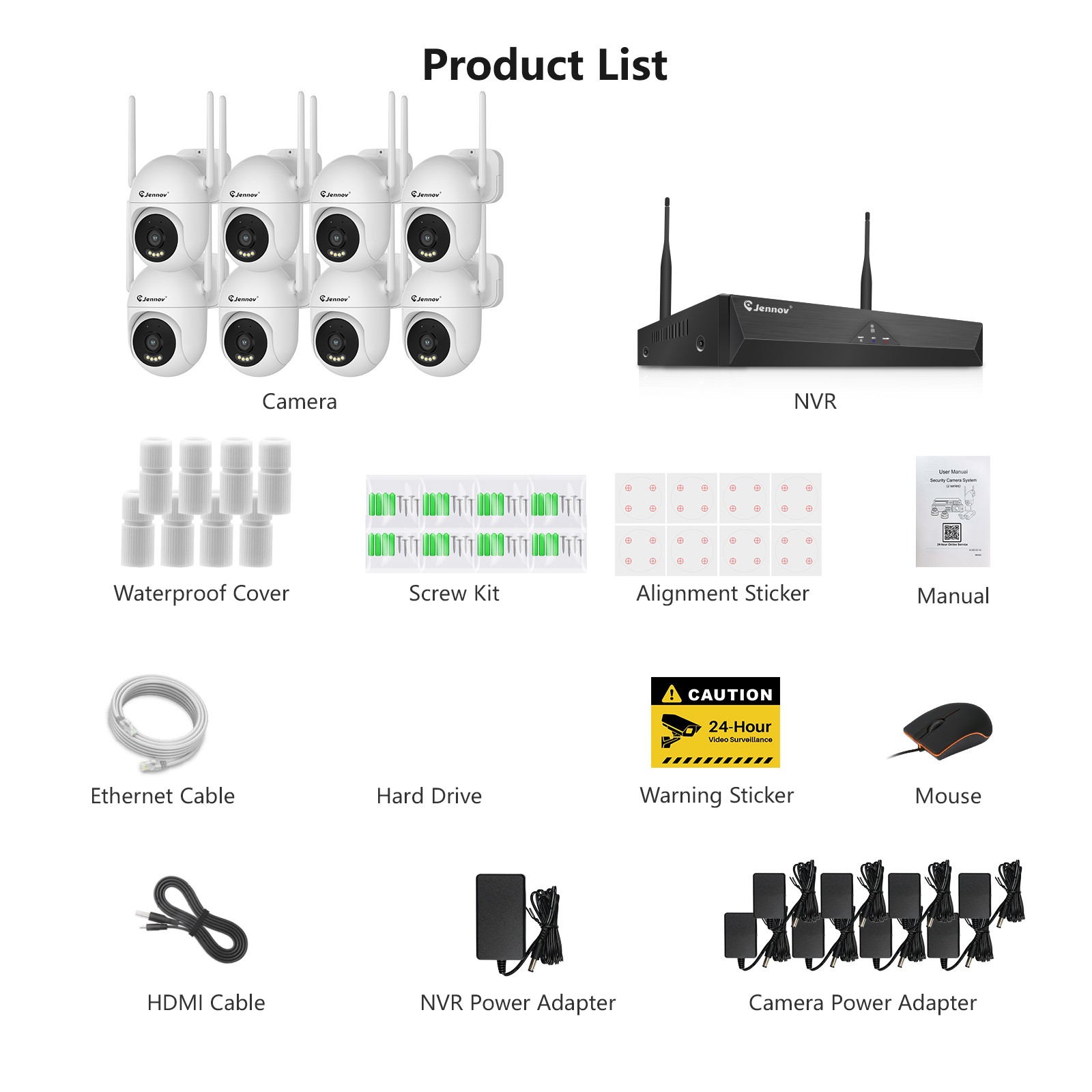 Wireless Home Security Camera System WiFi 10CH NVR Outdoor Two-Way-Audio IP66