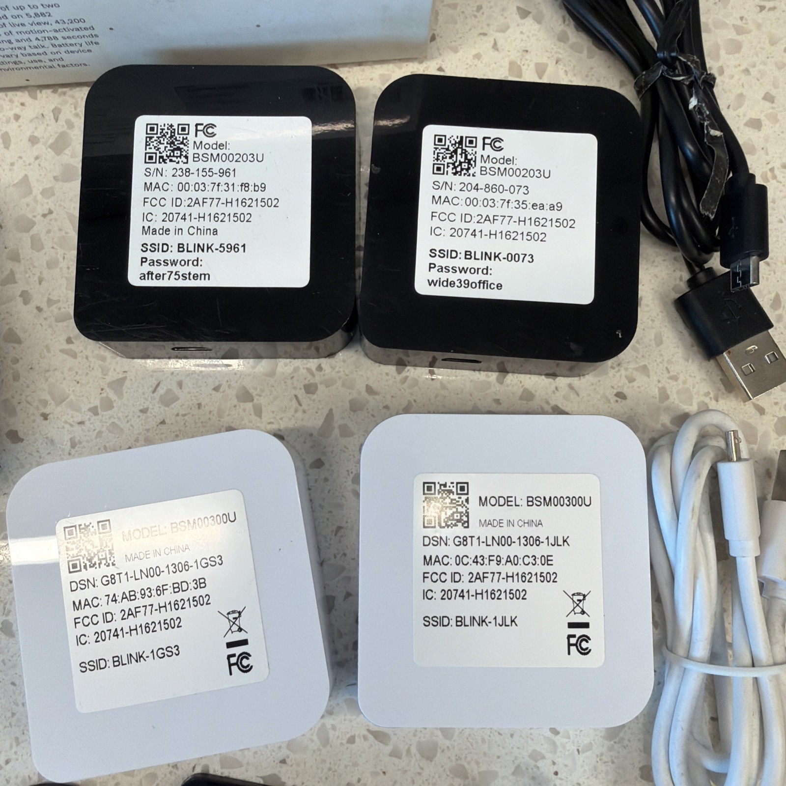 2 Blink Outdoor Gen 3, 1 Gen 2 Camera Kit w/ 4 Modules BCM00400U, BCM00200U