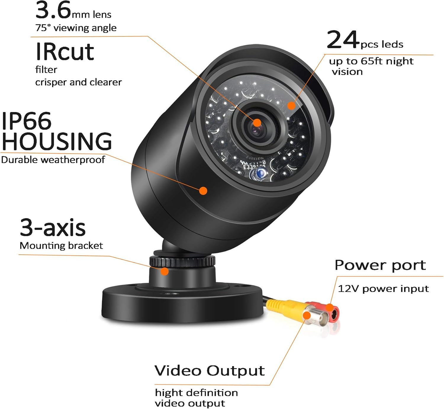 Home Security Camera System 3000TVL Surveillance DVR Kits, 4Pcs Wired 1080P AHD/