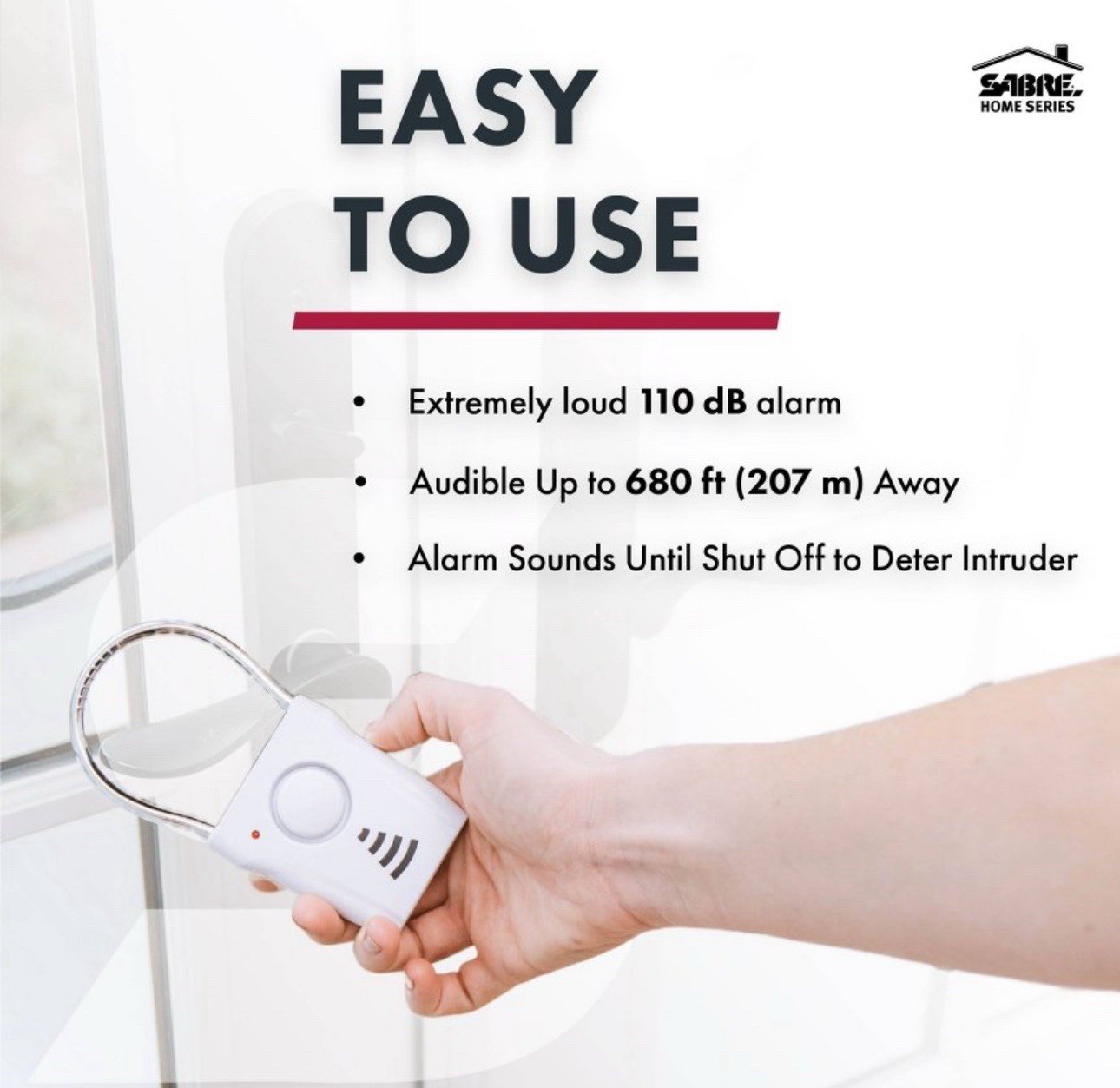 Sabre Door Handle Alarm: Portable Home Security Sensor, Battery Operated, Alerts