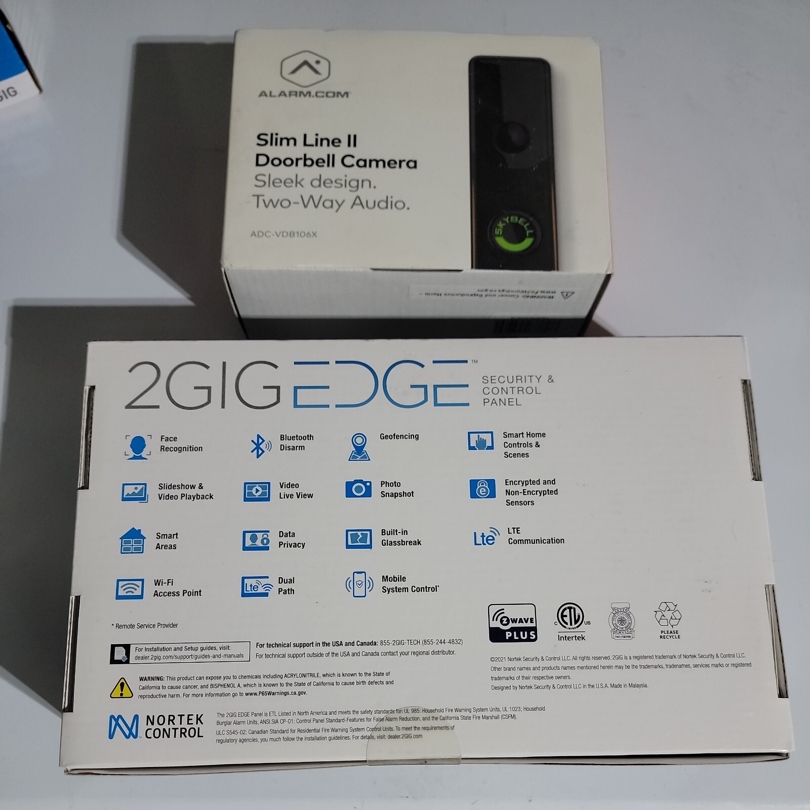 2GIG-EDGE New Verizon. Comes with: Glass Break, Motion, 3 Door. Doorbell Camera
