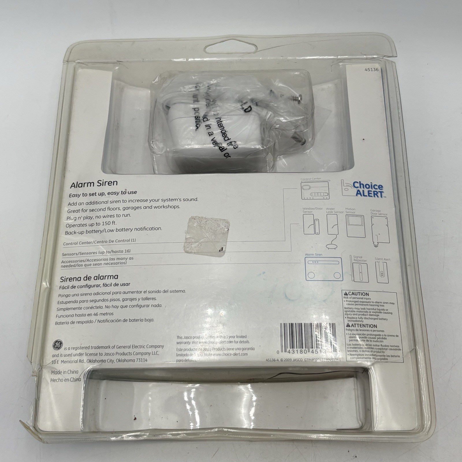 Wireless Alarm System Add-On Siren for GE Choice Alert Home Security Siren New