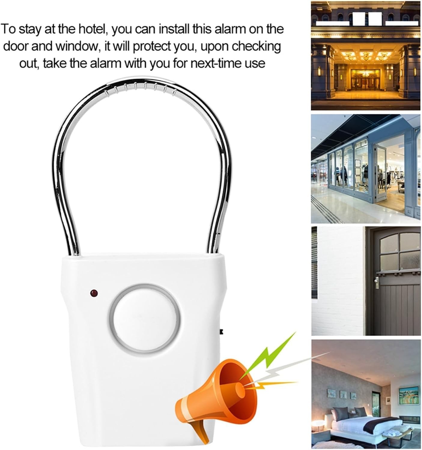 120dB Portable Door & Window Alarm with Vibration & Touch Trigger