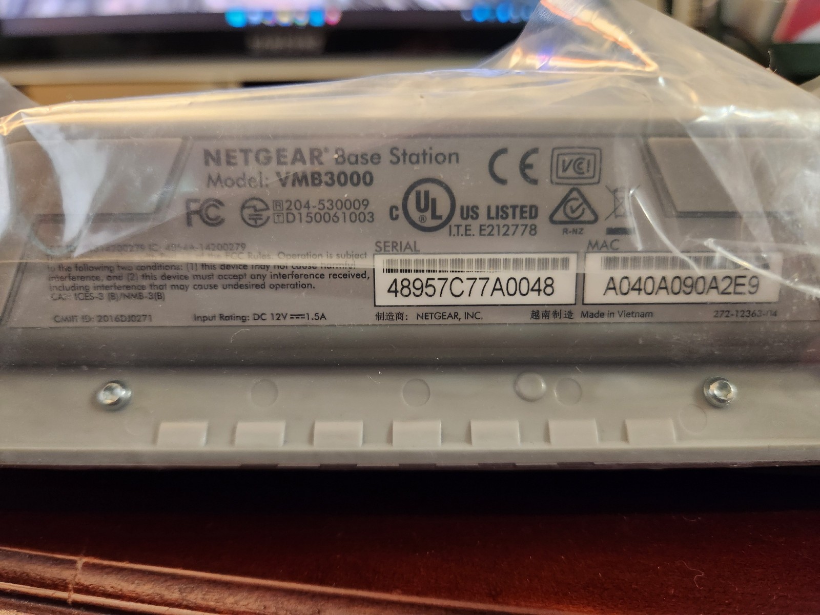 Netgear VMB3000 Base Station – New w/o box – No power cord