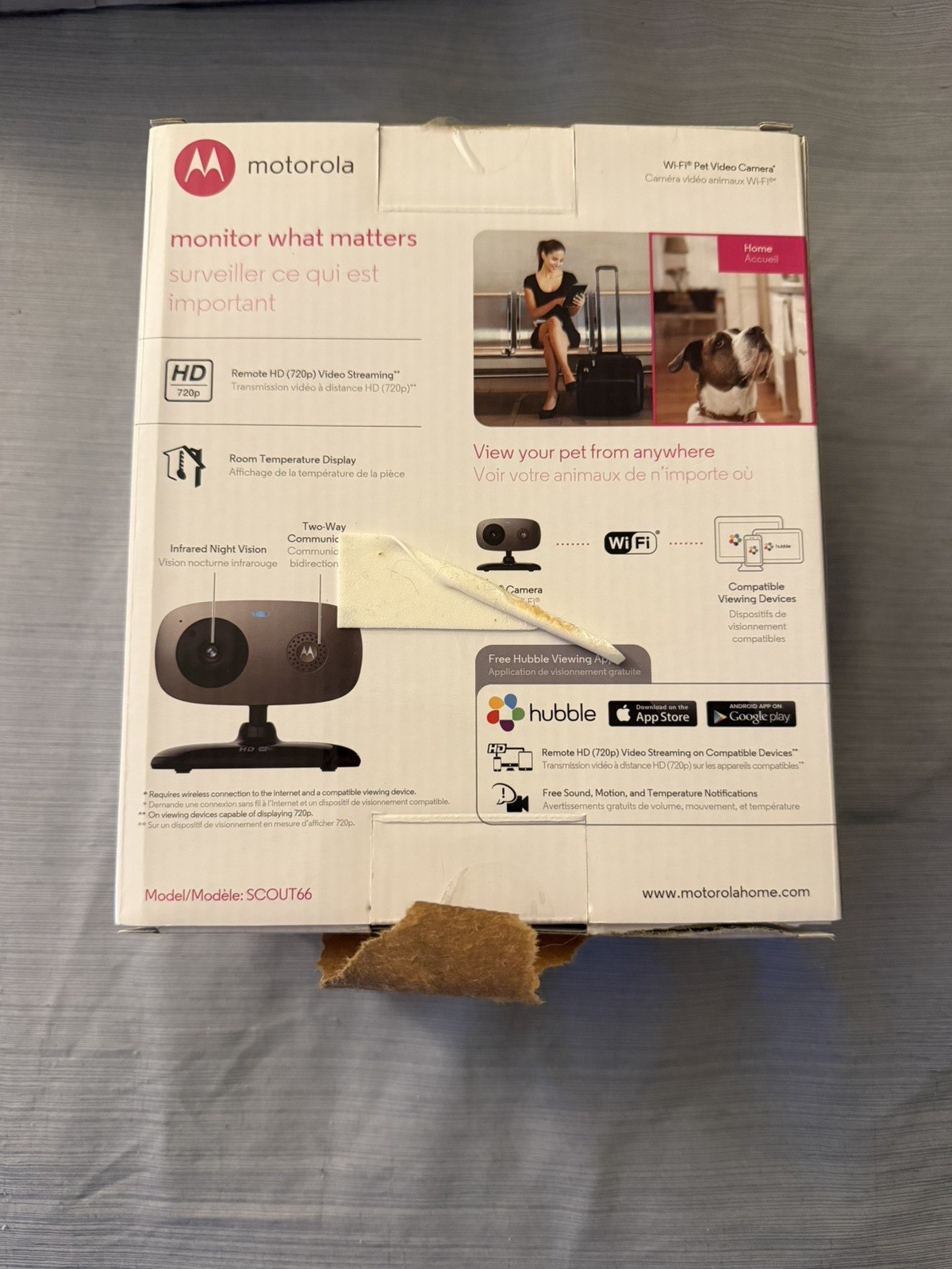 NEW OPEN BOX- Motorola SCOUT66 Wi-Fi HD Pet Video Monitoring Camera by Motorola