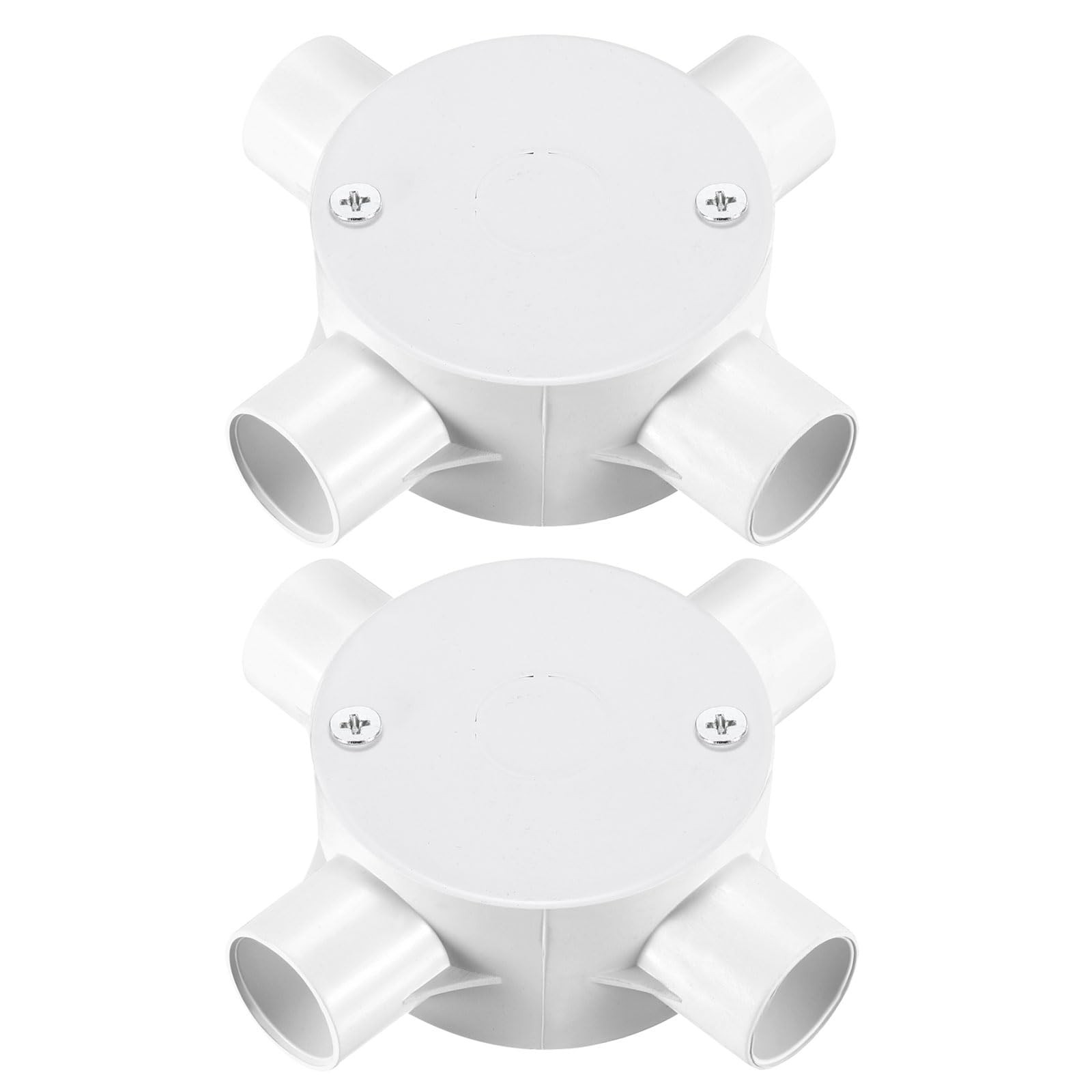 MECCANIXITY 2Pcs PVC Conduit Box Junction 4 Way 20mm with 20mm, White