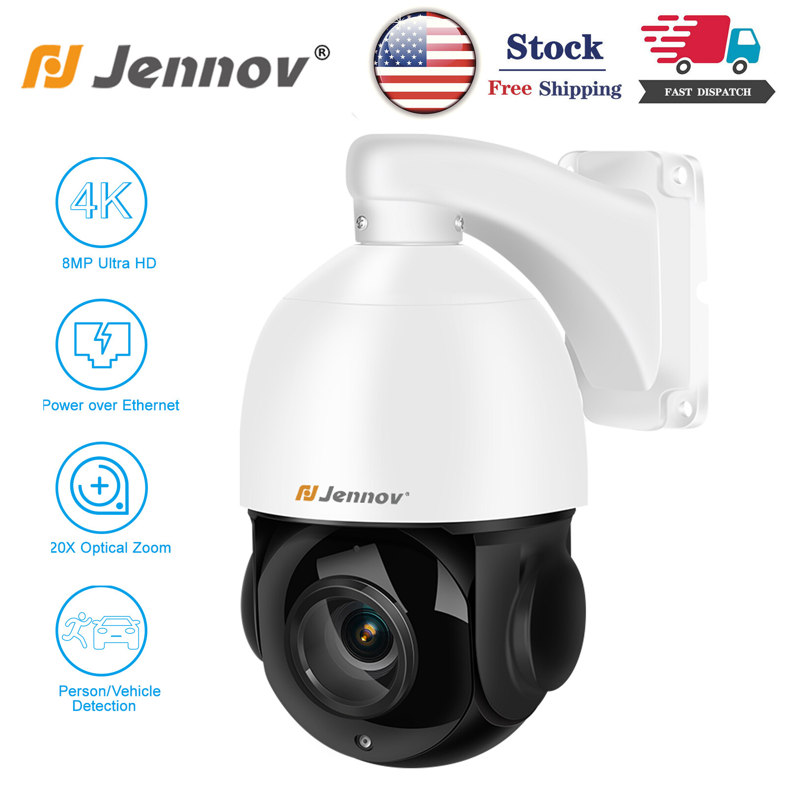 4K 8MP POE Security Camera IP Camera 360° View 2-Way Audio Night Vision