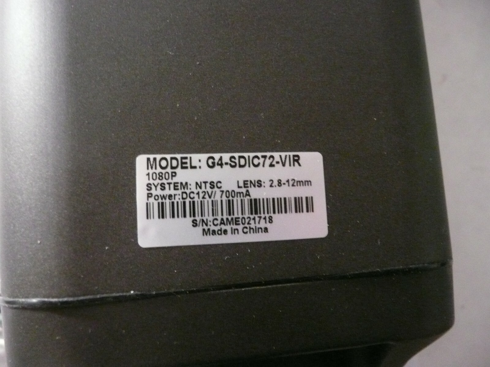 NEW GEN IV G4-SDIC72-VIR IR WEATHERPR. SECURITY CAMERA 1080P 2.8-12mm 12V 700mA