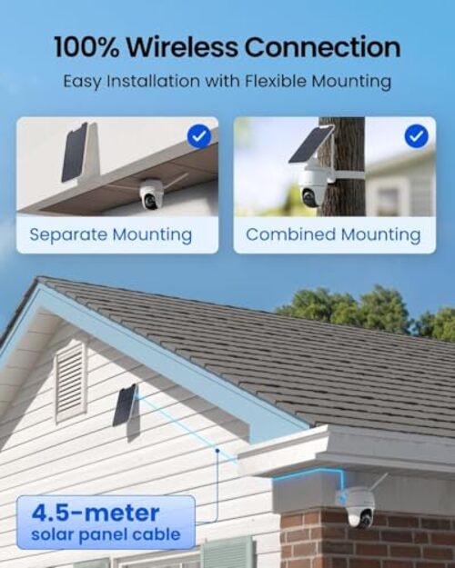 4K Solar Security Camera Outdoor, Encrypted Local Storage Camera 4-Cam Kit