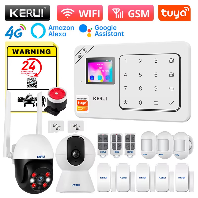 Home Alarm System Support Alexa W184 Tuya Smart Home Security Alarm 4G/WiFi Wire