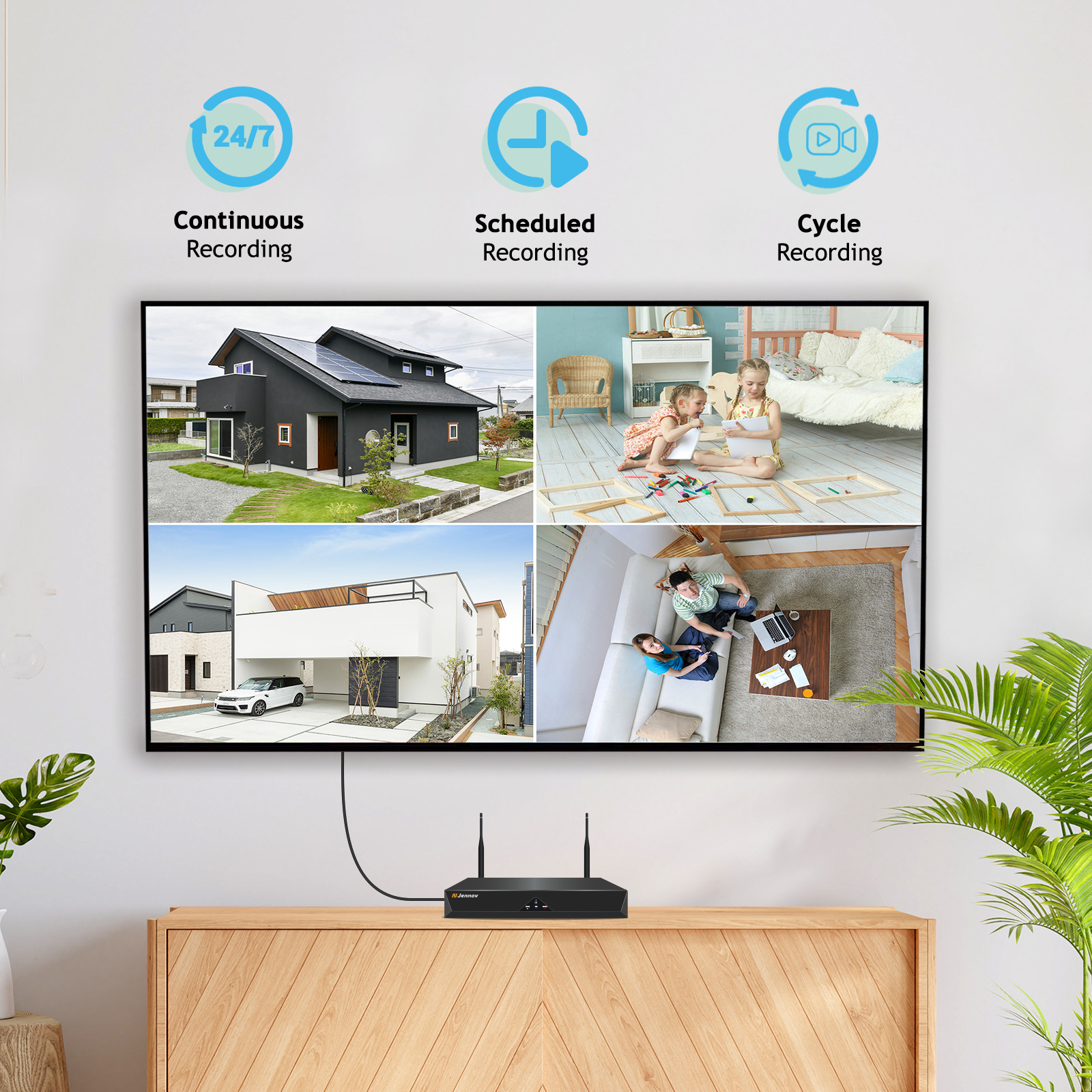 JENNOV 5MP WiFi Security Camera System Outdoor 10″ NVR with Monitor 2‑Way Audio