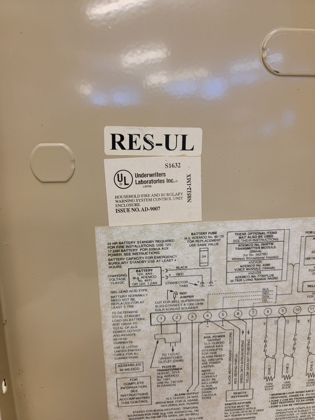 ADEMCO Honeywell VISTA-10SE in Enclosure w/ Rocket Battery ES 4-12