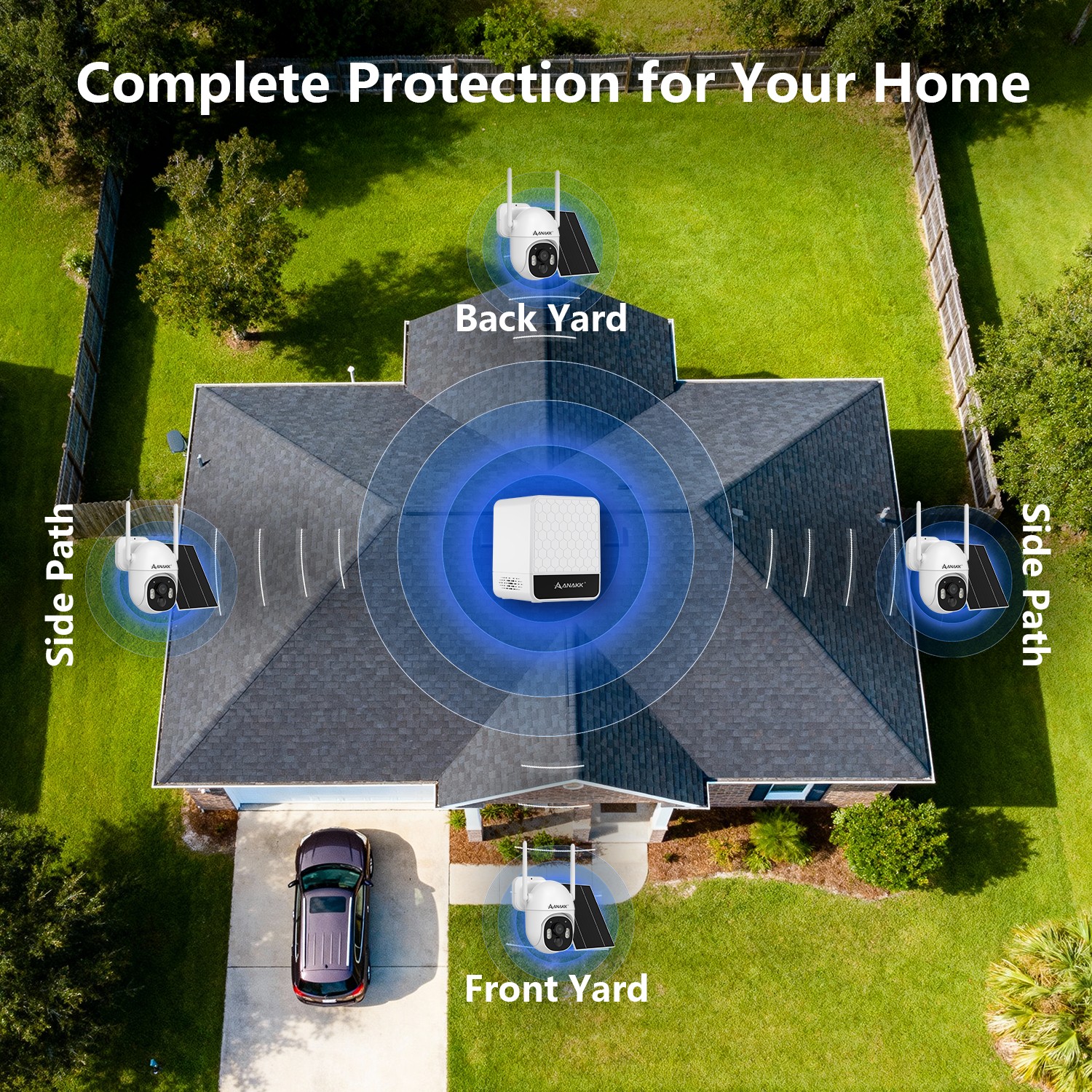 4MP 10CH Solar Powered Battery Wireless Security Camera System 1TB Monitor Audio