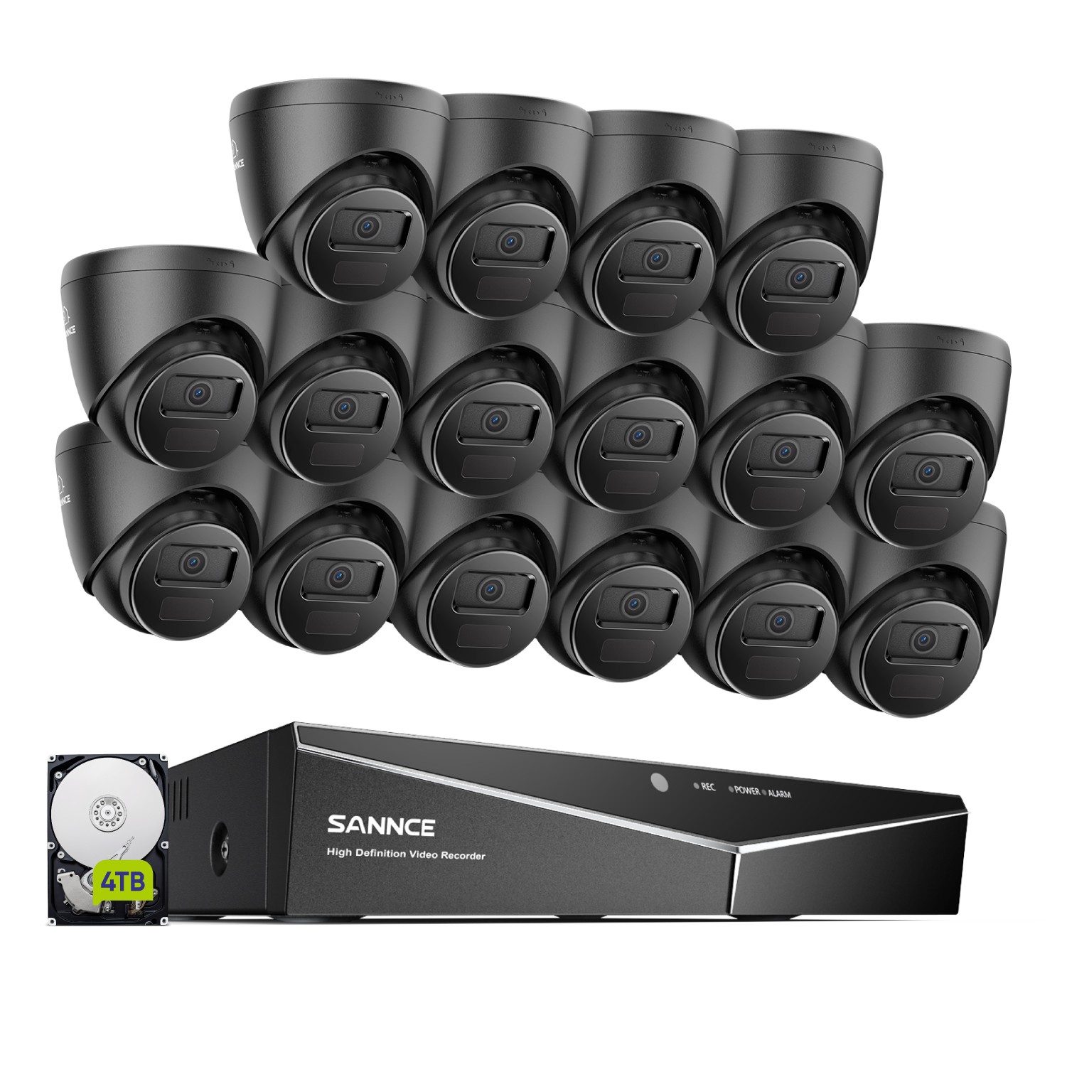 SANNCE 16CH 1080P Lite DVR 2MP Security Camera System Outdoor AI Human Detection