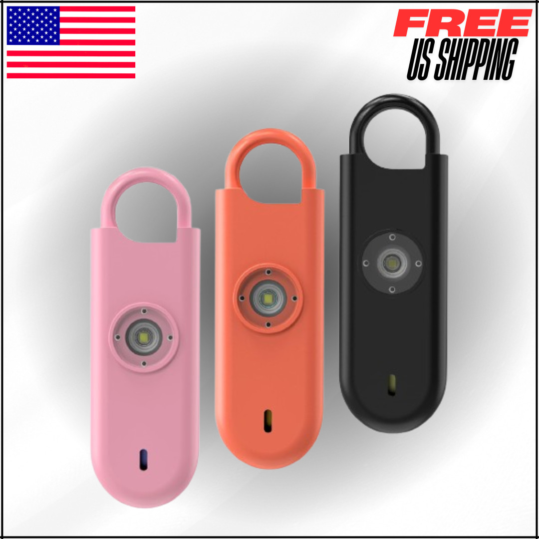 Personal Safety Alarm Keychain with Strobe Light & Low Battery Notice 3 Pk 140dB