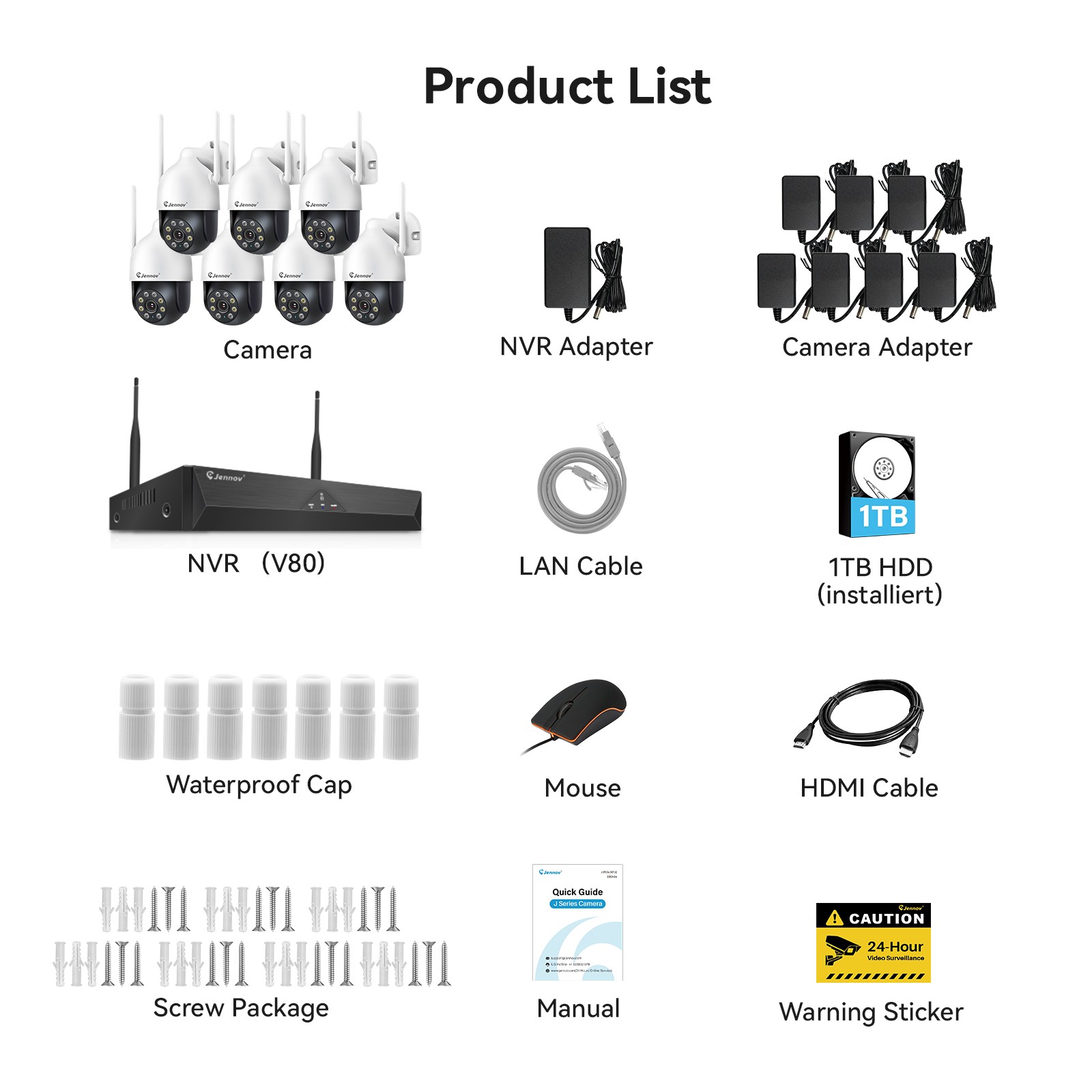 5MP Wireless Security Camera System Pan/Tilt 1TB HDD Audio Color Night Vision
